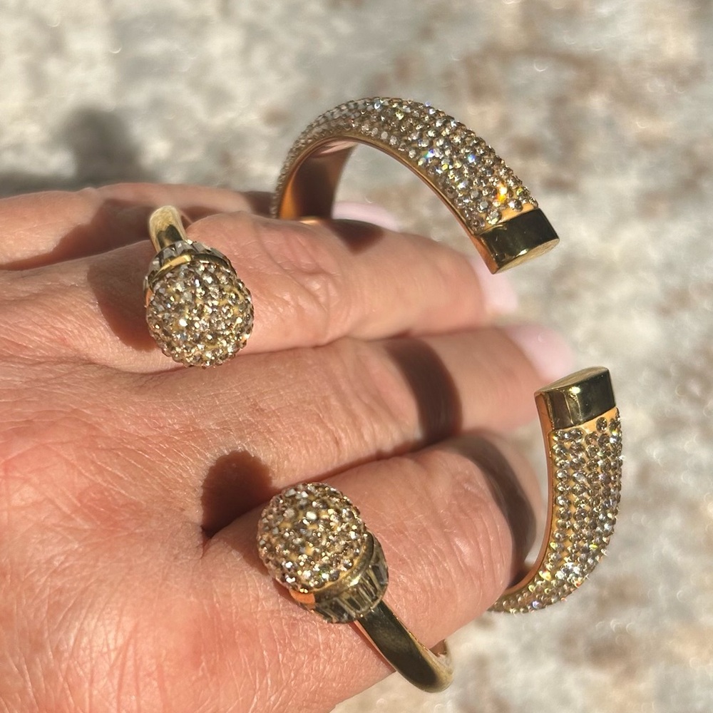 Henri Bendel Gold and Crystal Bracelet Set